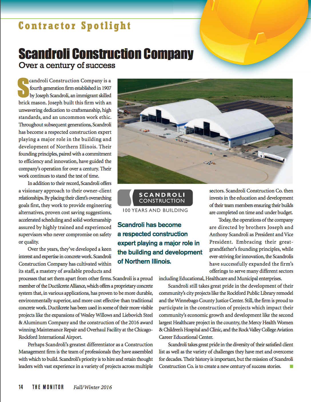 Scandroli Featured in IIIFFC Newsletter, The Monitor